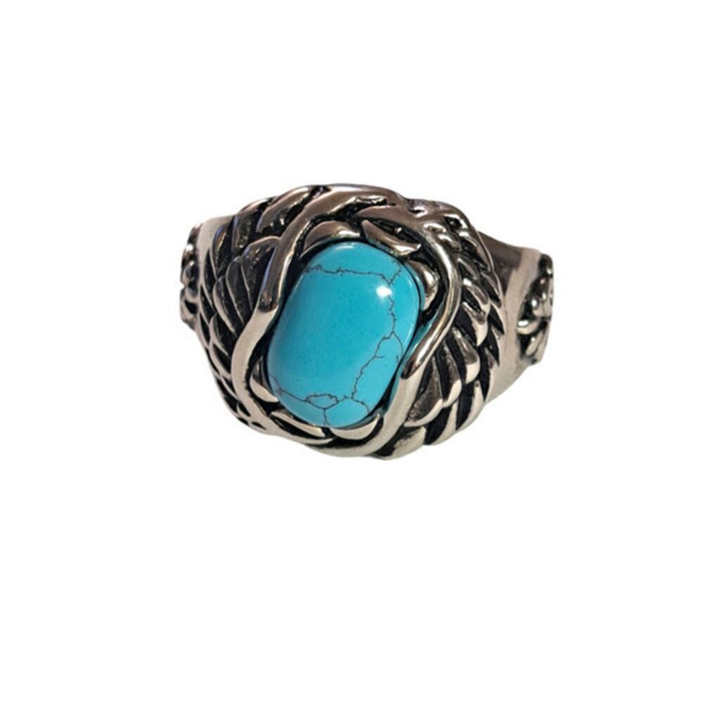 New stainless steel ring with turquoise size 18